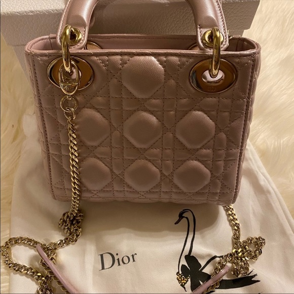 🌼SOLD 🌼Lady Dior mini pink iridescent bag lotus - Picture 3 of 9